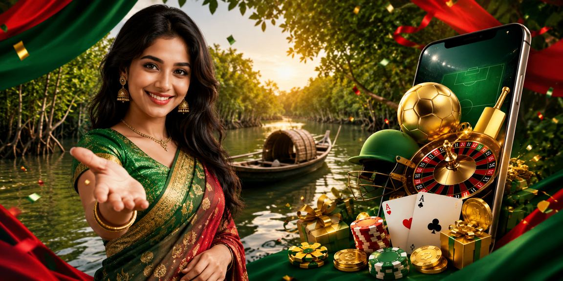 সুন্দরবনের পটভূমিতে লাল-সবুজ রঙে ক্যাসিনো অ্যাপের উপস্থাপনা